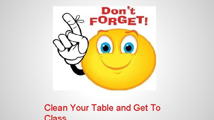 Clean Your Table and Get To 