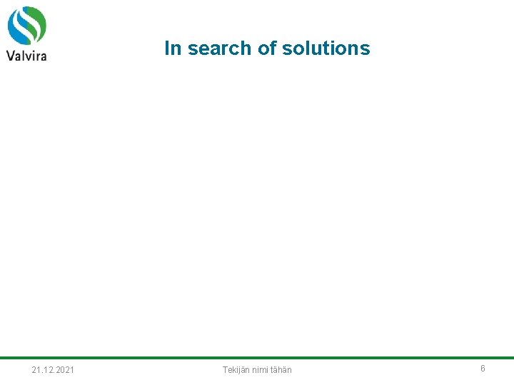 In search of solutions 21. 12. 2021 Tekijän nimi tähän 6 