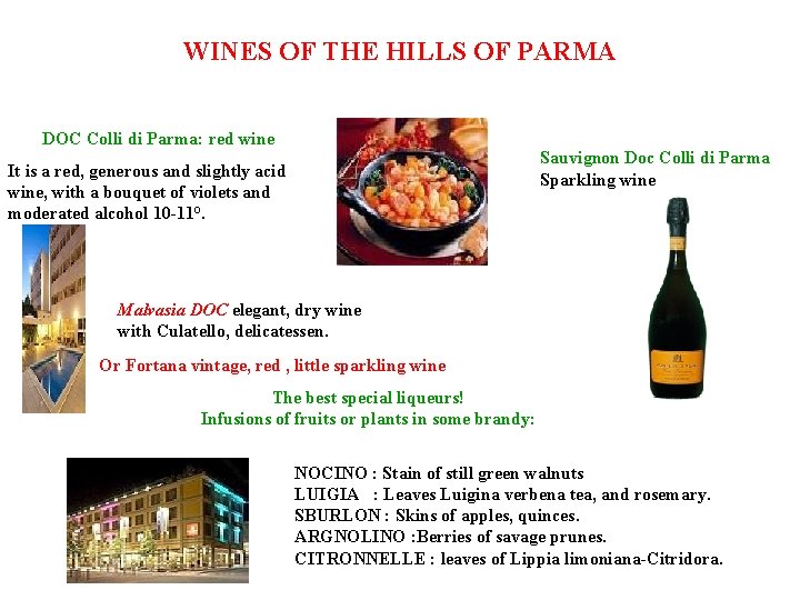 WINES OF THE HILLS OF PARMA DOC Colli di Parma: red wine Sauvignon Doc