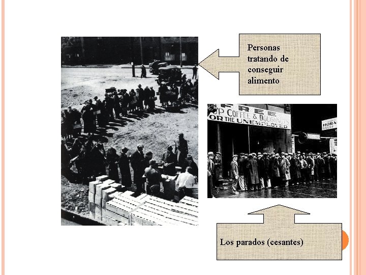 Personas tratando de conseguir alimento Los parados (cesantes) 