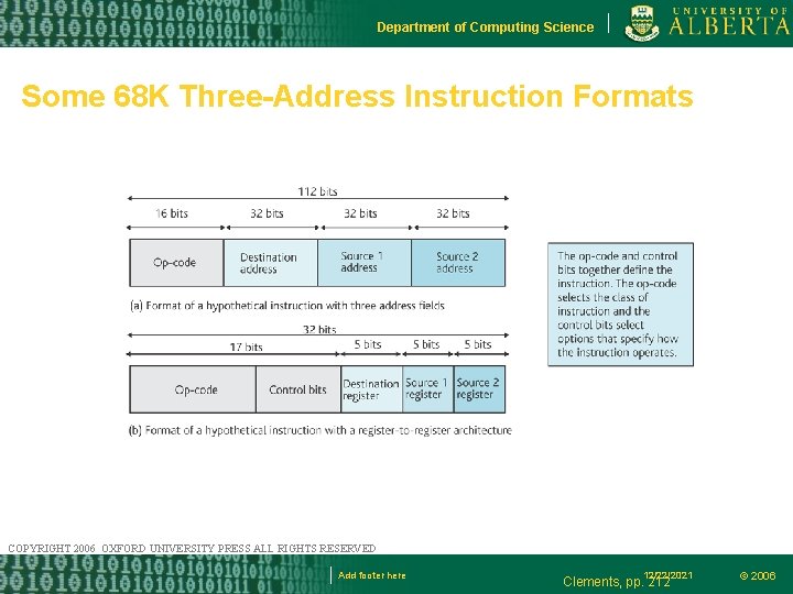 Department of Computing Science Some 68 K Three-Address Instruction Formats COPYRIGHT 2006 OXFORD UNIVERSITY