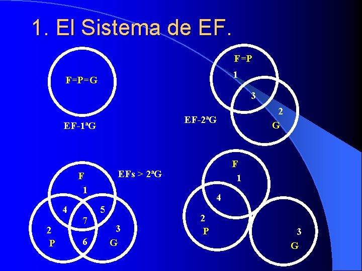 1. El Sistema de EF. F=P 1 F=P=G 3 EF-2ªG EF-1ªG 2 P 4