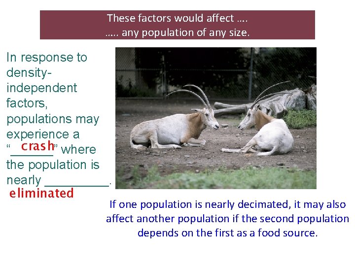 These factors would affect …. …. . any population of any size. In response