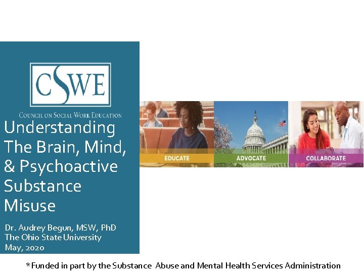 Understanding The Brain, Mind, & Psychoactive Substance Misuse Dr. Audrey Begun, MSW, Ph. D