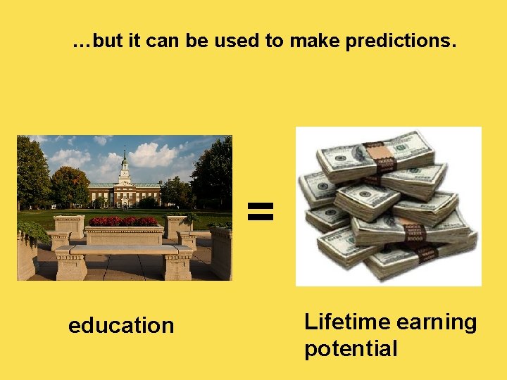 …but it can be used to make predictions. = education Lifetime earning potential 