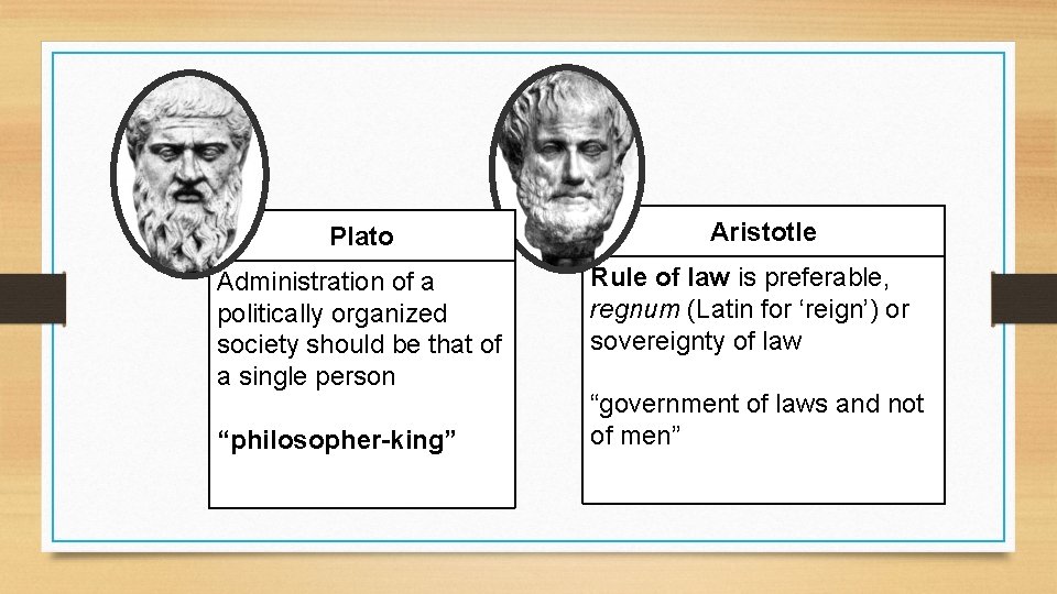 Plato Administration of a politically organized society should be that of a single person