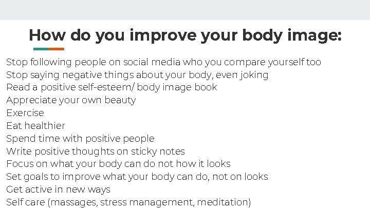 How do you improve your body image: Stop following people on social media who