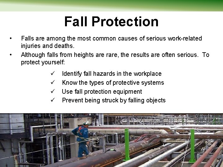 Fall Protection • • Falls are among the most common causes of serious work-related