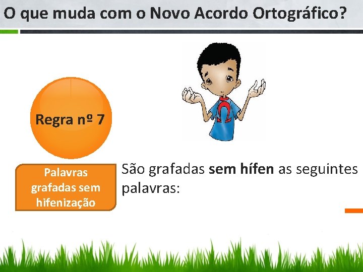 O que muda com o Novo Acordo Ortográfico? Regra nº 7 Palavras grafadas sem