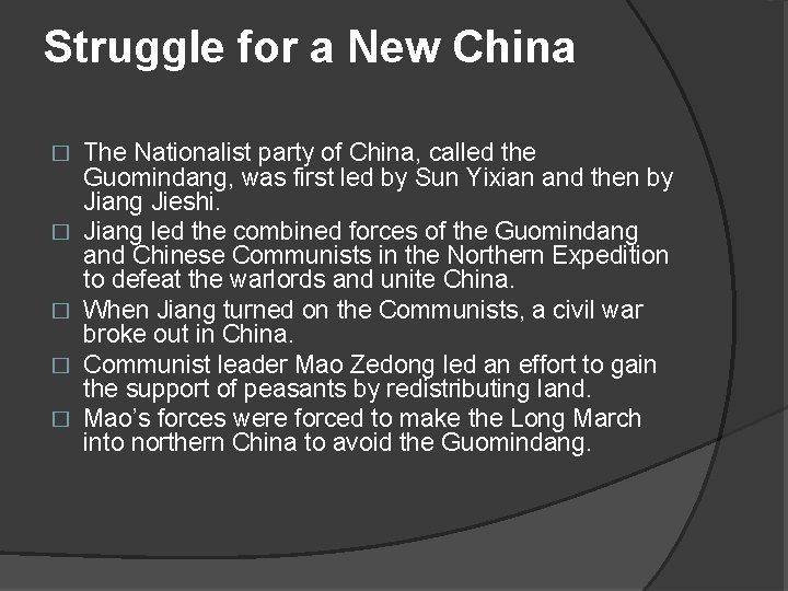 Struggle for a New China � � � The Nationalist party of China, called