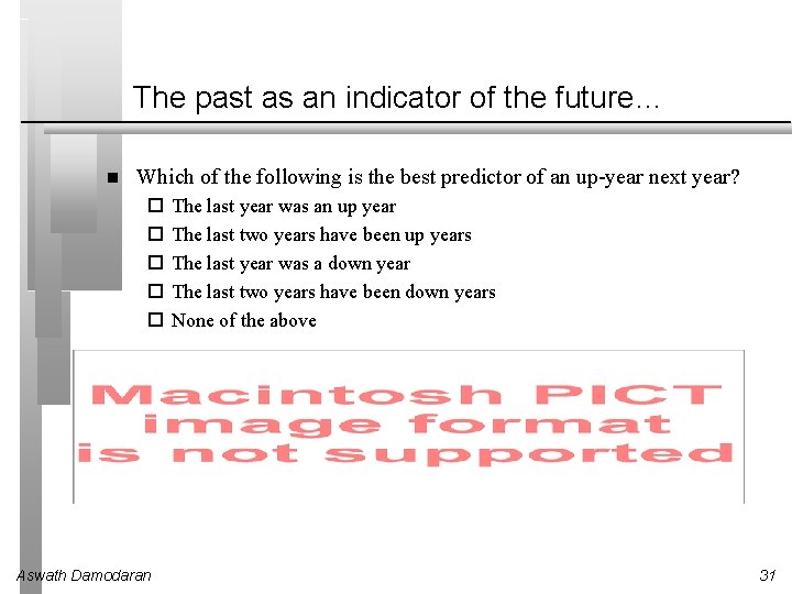 The past as an indicator of the future… Which of the following is the