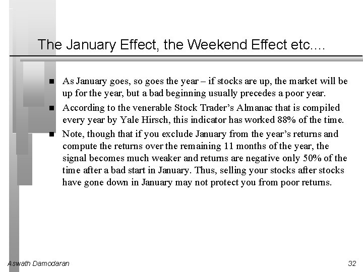 The January Effect, the Weekend Effect etc. … As January goes, so goes the