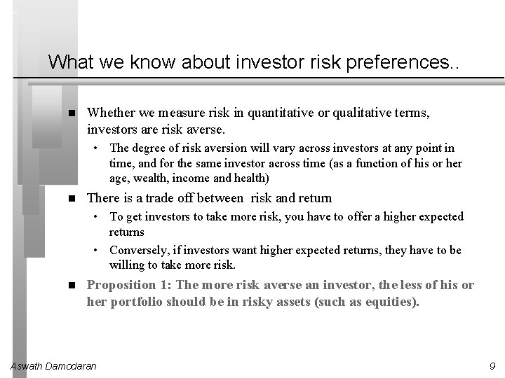 What we know about investor risk preferences. . Whether we measure risk in quantitative