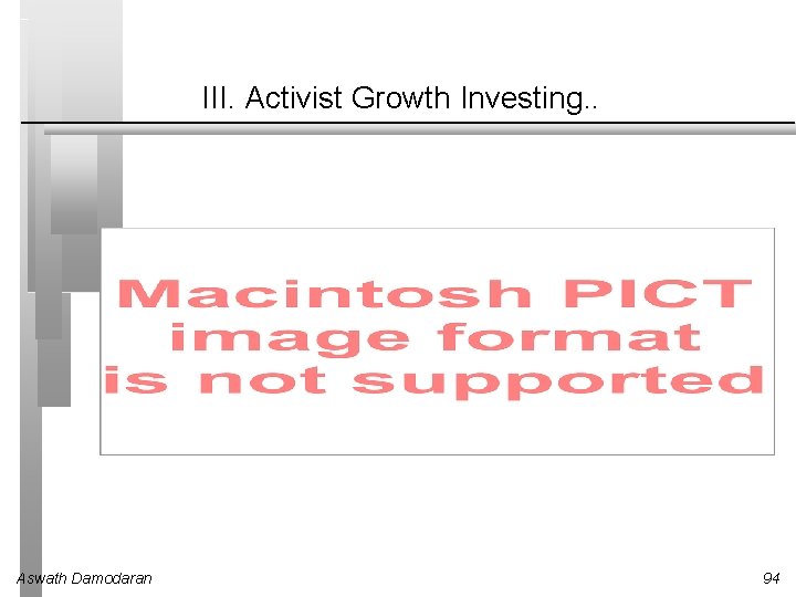 III. Activist Growth Investing. . Aswath Damodaran 94 