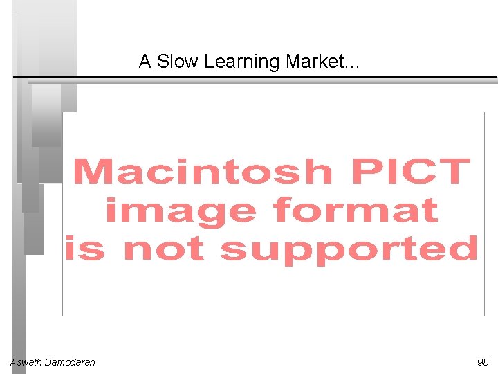 A Slow Learning Market… Aswath Damodaran 98 