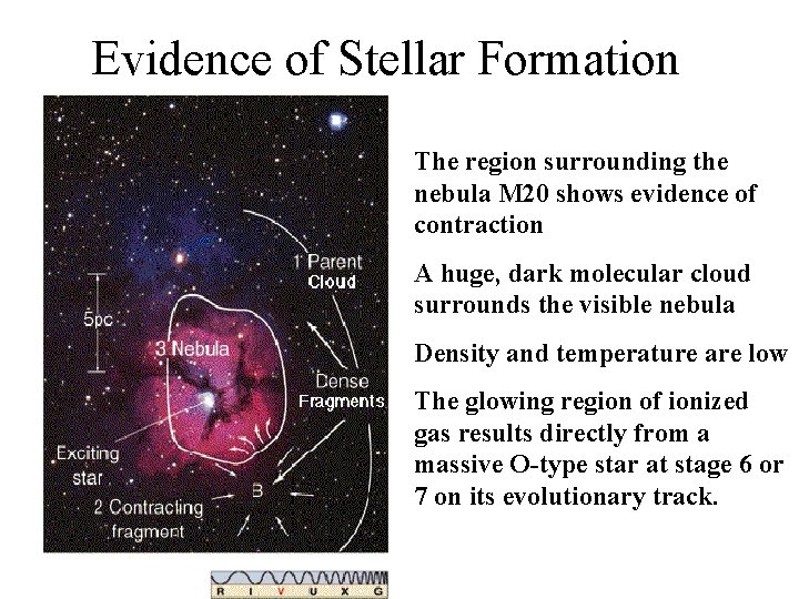Evidence of Stellar Formation The region surrounding the nebula M 20 shows evidence of