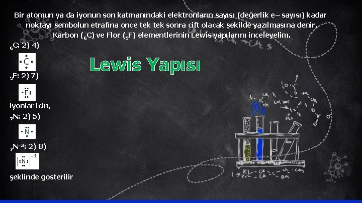 Bir atomun ya da iyonun son katmanındaki elektronların sayısı (değerlik e– sayısı) kadar noktayı