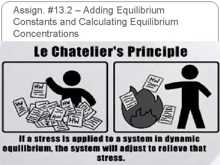 Assign. #13. 2 – Adding Equilibrium Constants and Calculating Equilibrium Concentrations 