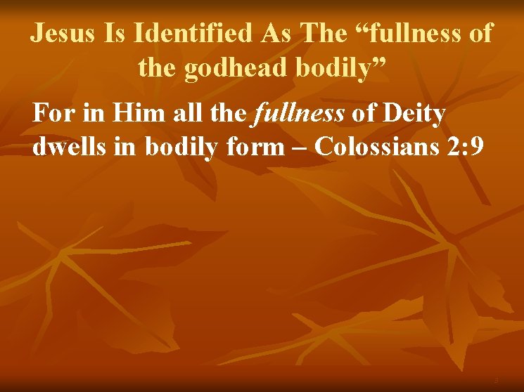 Jesus Is Identified As The “fullness of the godhead bodily” For in Him all