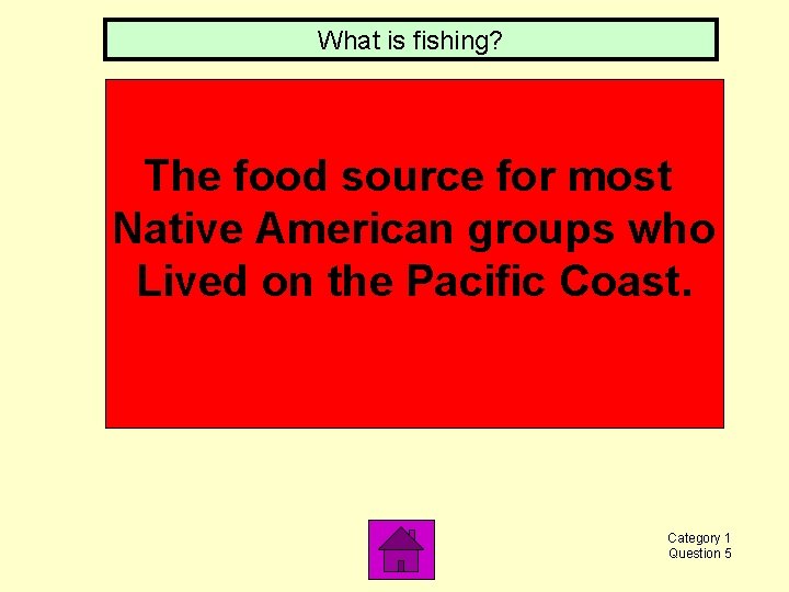 What is fishing? The food source for most Native American groups who Lived on