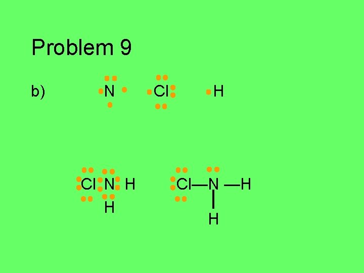 Problem 9 b) N Cl N H H Cl—N —H H 