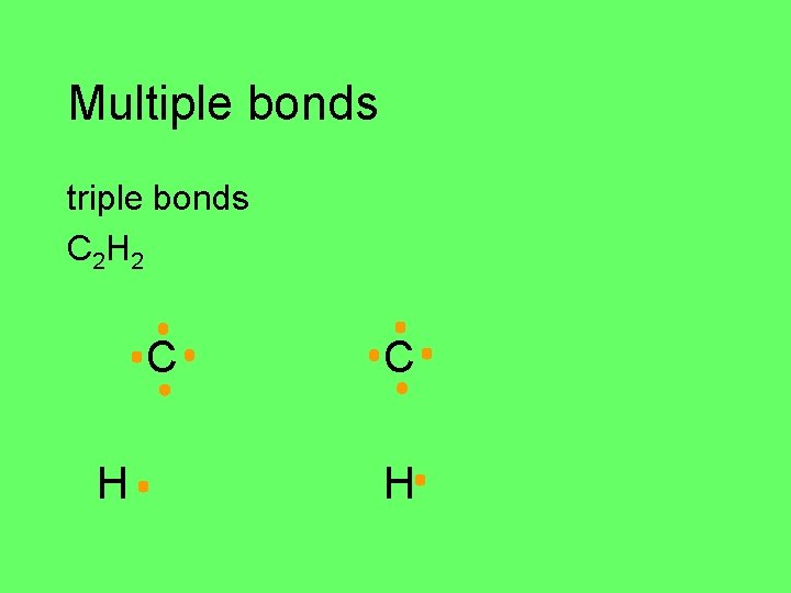 Multiple bonds triple bonds C 2 H 2 C H 