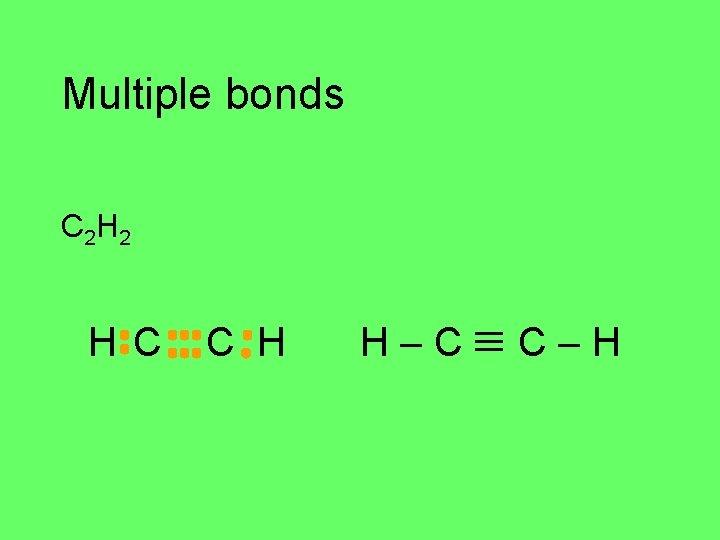 Multiple bonds C 2 H 2 H C C H H–C C–H 