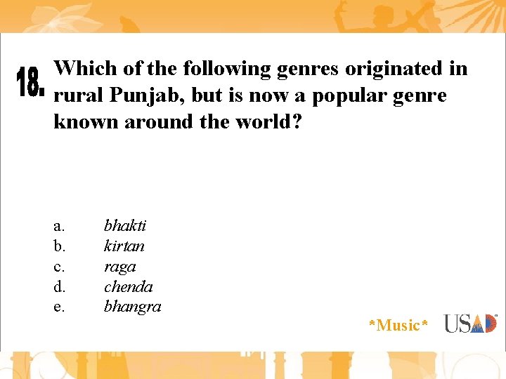 Which of the following genres originated in rural Punjab, but is now a popular