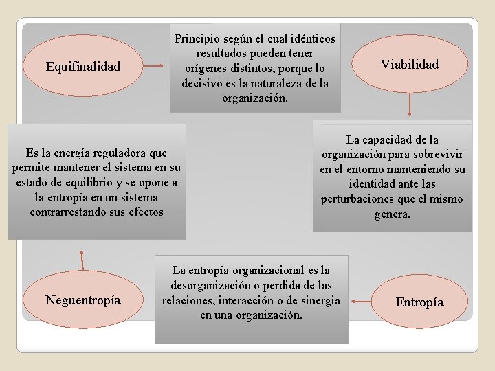 Equifinalidad Principio según el cual idénticos resultados pueden tener orígenes distintos, porque lo decisivo