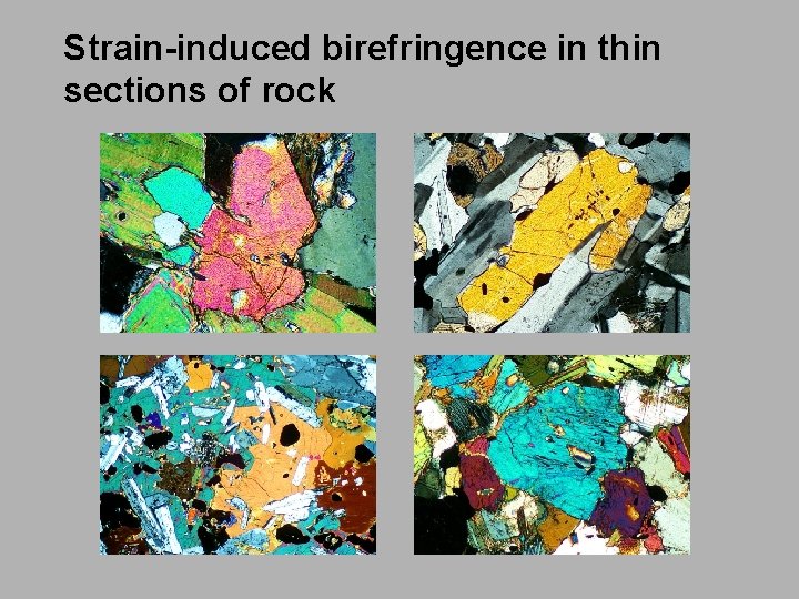 Strain-induced birefringence in thin sections of rock 