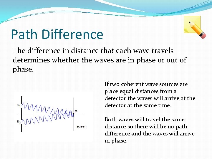 Path Difference The difference in distance that each wave travels determines whether the waves