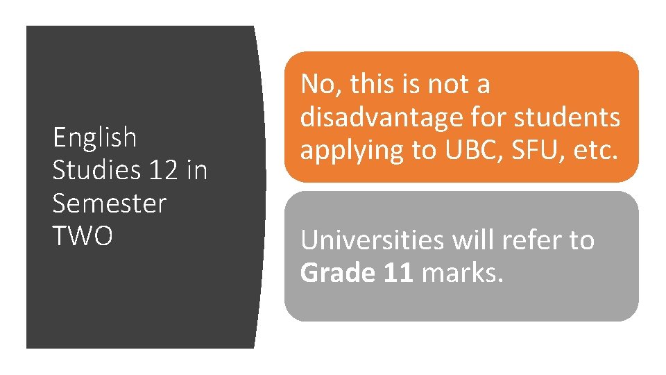 English Studies 12 in Semester TWO No, this is not a disadvantage for students
