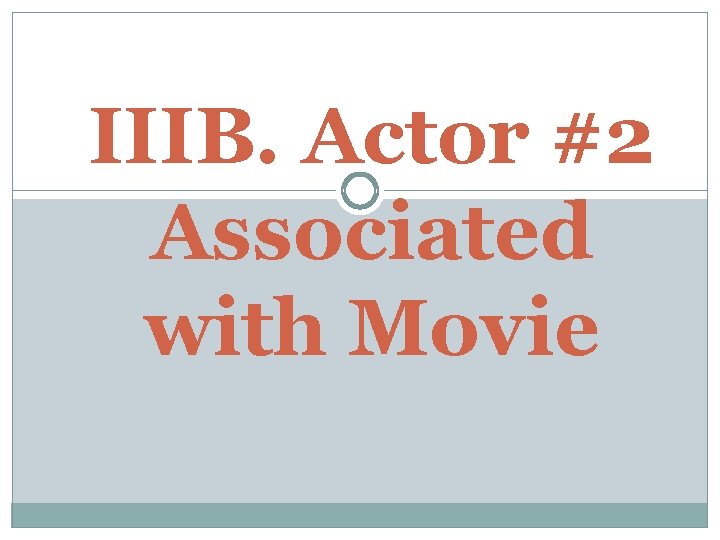 IIIB. Actor #2 Associated with Movie 