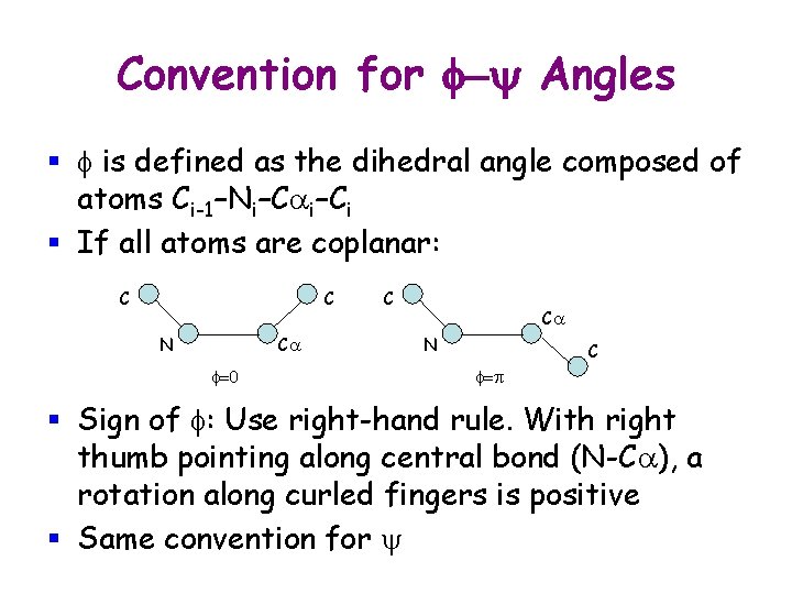 Convention for f-y Angles § f is defined as the dihedral angle composed of