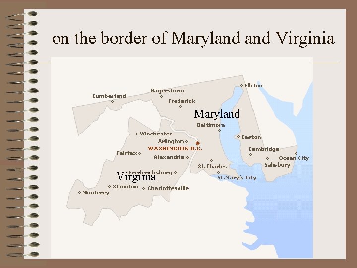 on the border of Maryland Virginia 
