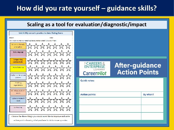 How did you rate yourself – guidance skills? Scaling as a tool for evaluation/diagnostic/impact