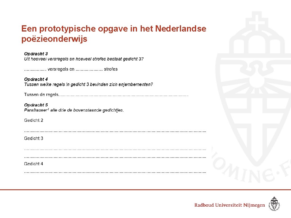 Een prototypische opgave in het Nederlandse poëzieonderwijs 