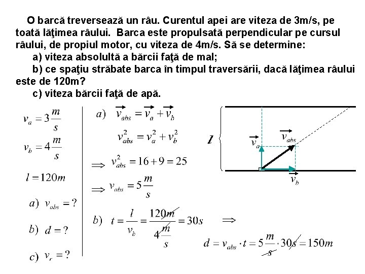 O barcă treversează un râu. Curentul apei are viteza de 3 m/s, pe toată