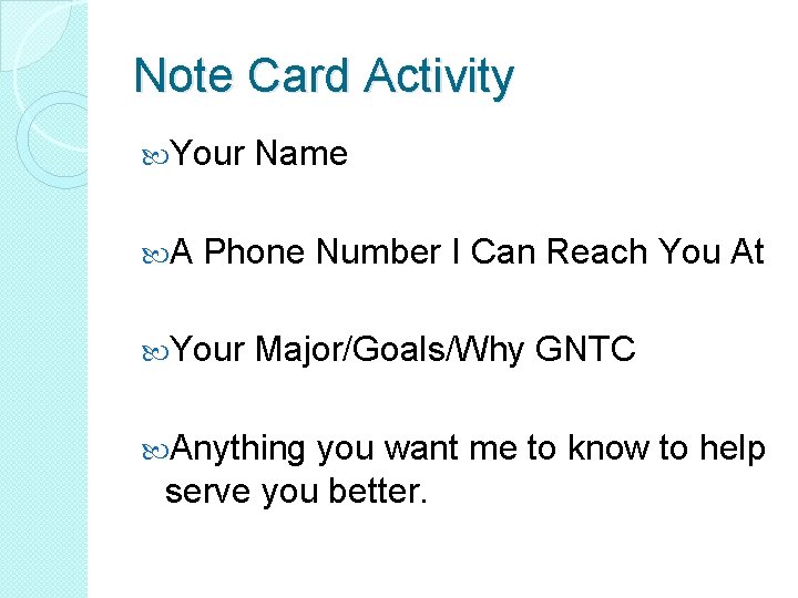 Note Card Activity Your A Name Phone Number I Can Reach You At Your