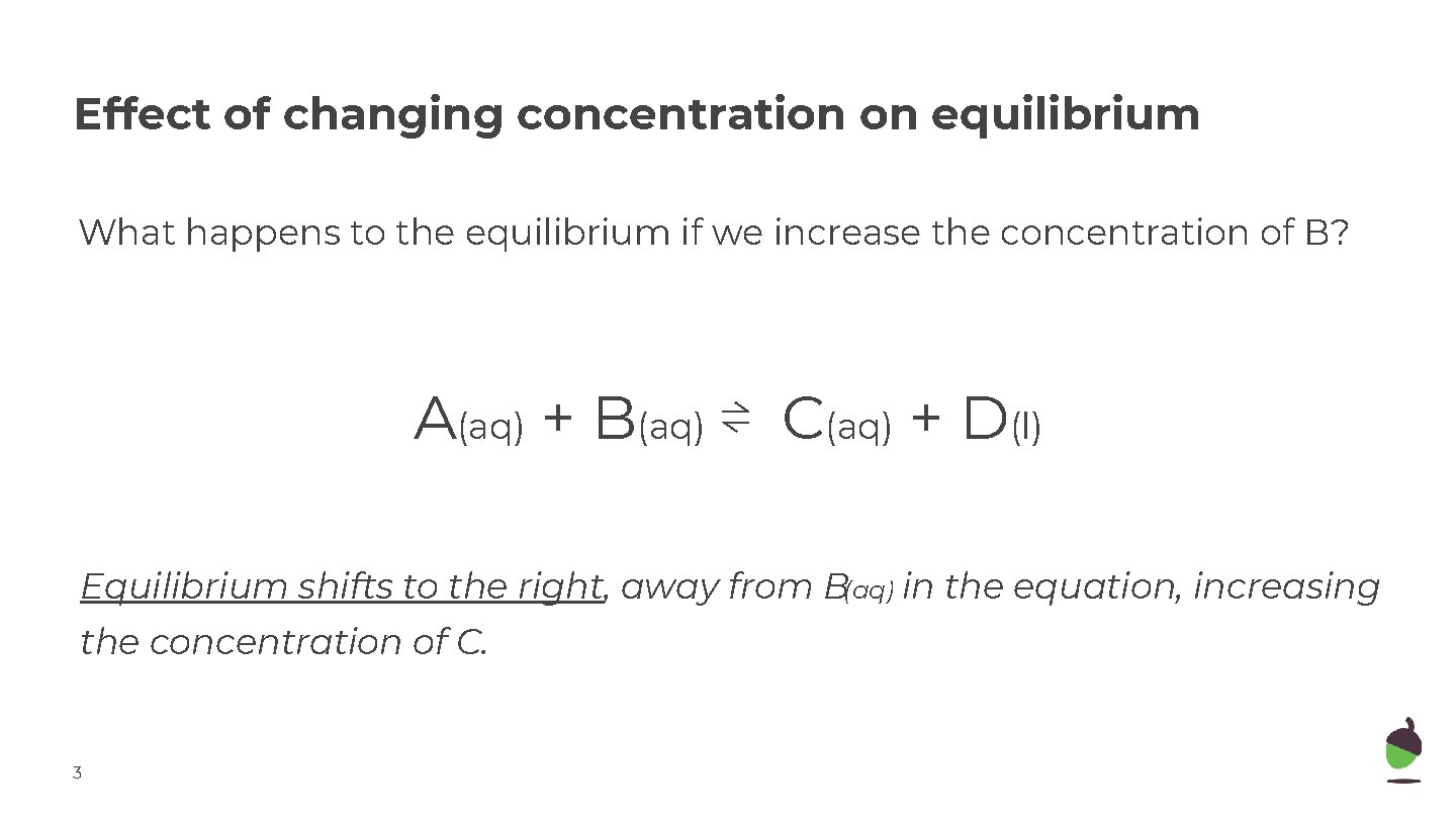 Le Chateliers Principle Effect of Changing Concentration and