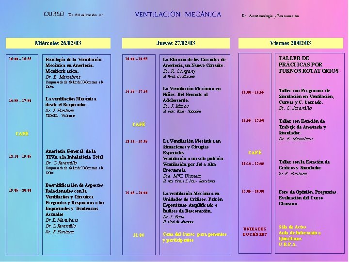 CURSO De Actualización en VENTILACIÓN MECÁNICA Miércoles 26/02/03 16: 00 – 16: 55 Fisiología