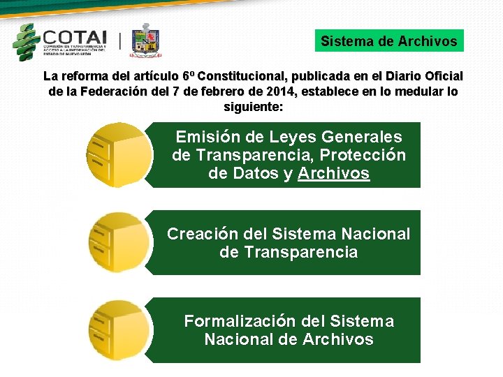 Sistema de Archivos La reforma del artículo 6º Constitucional, publicada en el Diario Oficial