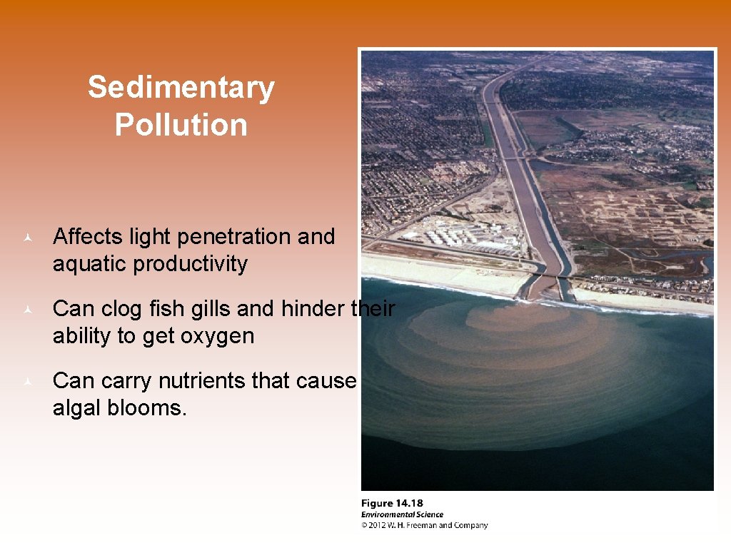 Sedimentary Pollution © Affects light penetration and aquatic productivity © Can clog fish gills