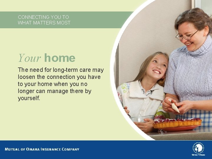 CONNECTING YOU TO WHAT MATTERS MOST Your home The need for long-term care may
