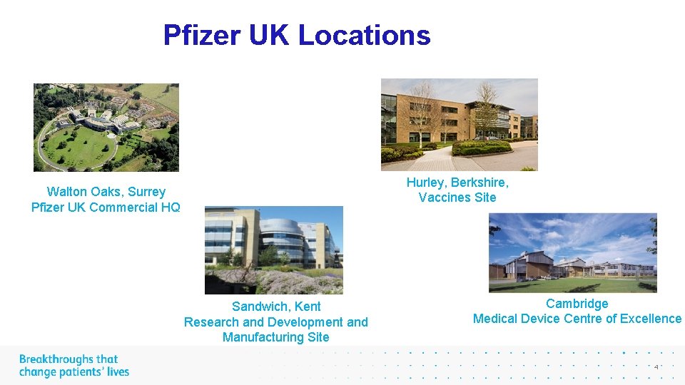 Pfizer UK Locations Hurley, Berkshire, Vaccines Site Walton Oaks, Surrey Pfizer UK Commercial HQ