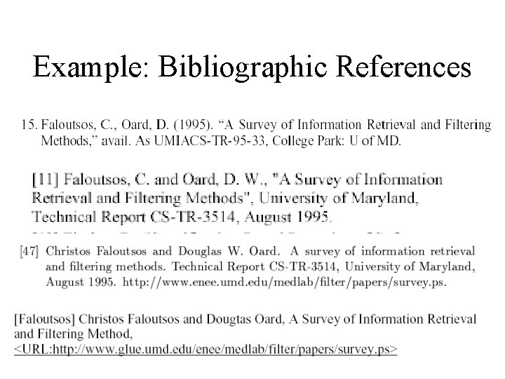 Example: Bibliographic References 