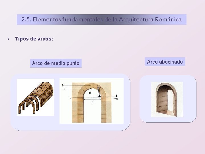 2. 5. Elementos fundamentales de la Arquitectura Románica § Tipos de arcos: Arco de