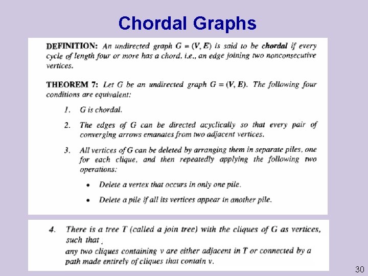 Chordal Graphs 30 