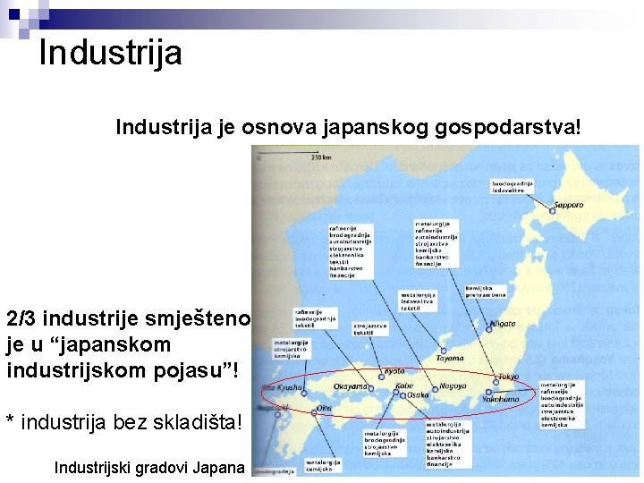 Industrija je osnova japanskog gospodarstva! 2/3 industrije smješteno je u “japanskom industrijskom pojasu”! *