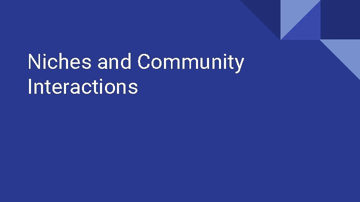 Niches and Community Interactions 